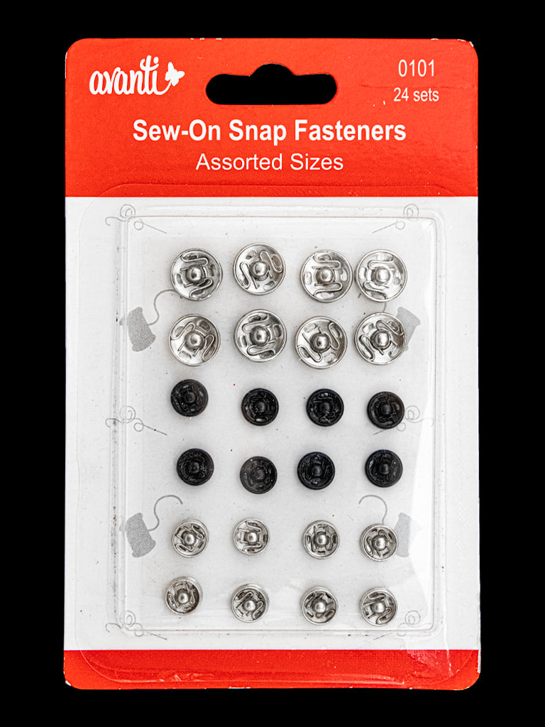 Avanti , Sew-on Snap Buttons , Metal Snaps Fasteners , Press Studs Buttons for Sewing , Assorted Size and Color,   12-Pack