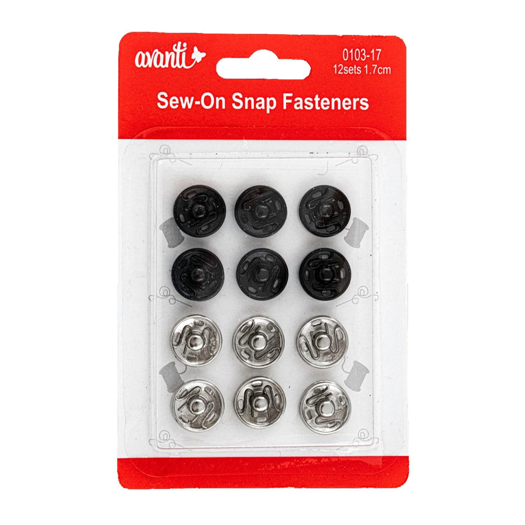 Avanti Sew-On Snap Fasteners – 1.7 cm (0.67 in) – 12 pcs – Made in China – Retail