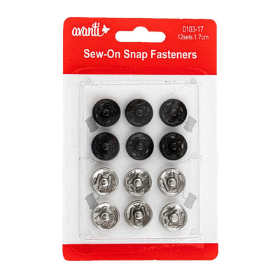 Avanti Sew-On Snap Fasteners (1.7 cm / 0.67 inches),   12-Pack