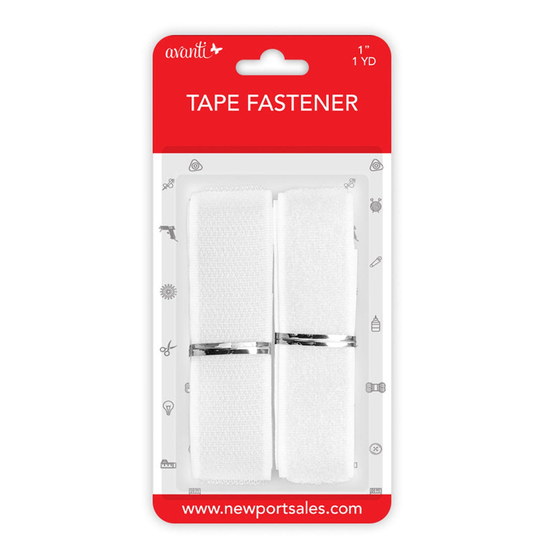Avanti Heavy Duty Tape Fasteners – 1" × 1 yd – White – Made in China – 12-Pack