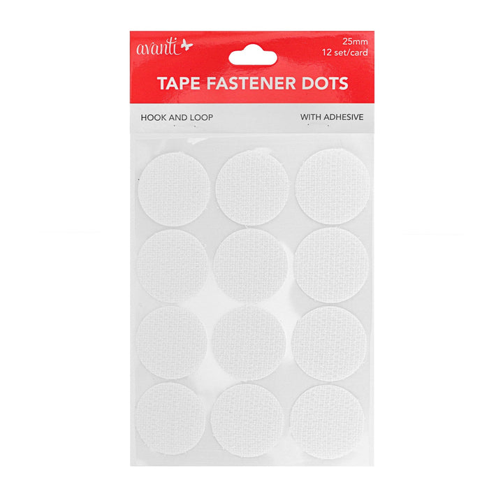Avanti Self-Adhesive Hook & Loop Dots – 25 mm – 12 pcs Each – 12-Pack – Made in China