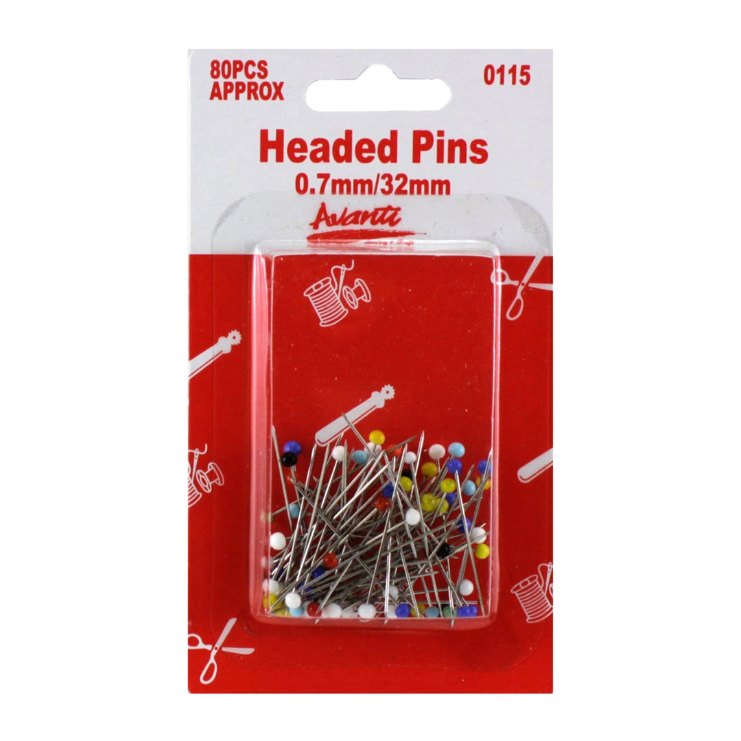 Avanti Color Head Sewing Pins, 32 mm – 80 pcs – Made in China – Retail