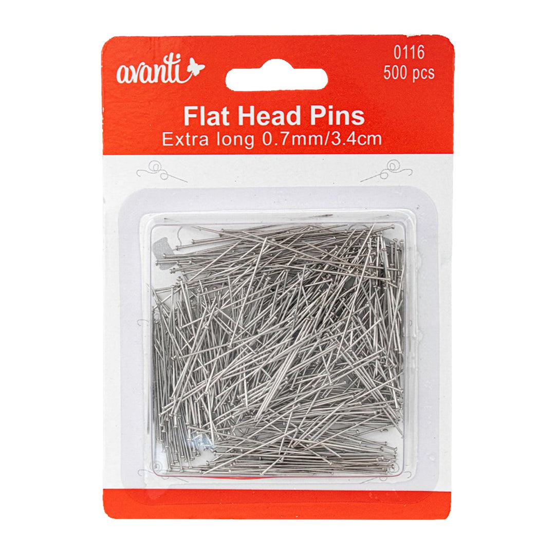 Avanti Flat Head Extra Long Straight Pins – 500 pcs each – 12-Pack – Made in China