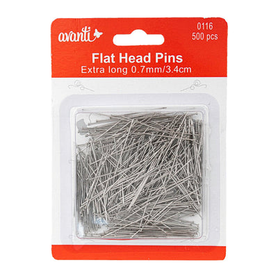 Avanti Flat Head Extra Long Straight Pins,  Durable Dressmaker Pins,  Fine Satin Pin,   12-Pack
