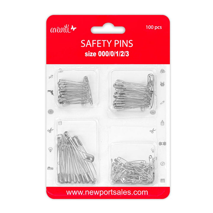 Avanti Safety Pins, Nickel Plated Brass (Silver & Gold) – 100 pcs – 12-Pack – Made in China