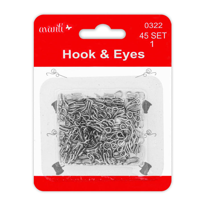 Avanti Sewing Hook &amp; Eye Closure – 45 pcs (4 Sizes) – Made in China – Retail