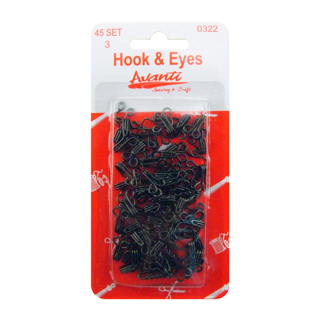 Avanti Sewing Hook &amp; Eye Closure – 45 pcs (4 Sizes) – Made in China – Retail
