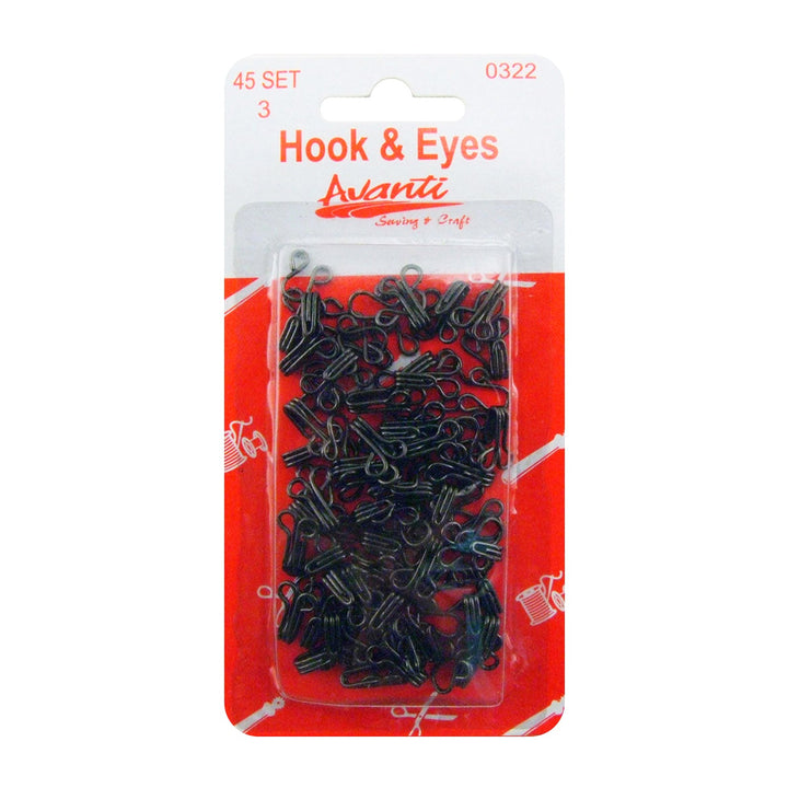 Avanti Sewing Hook &amp; Eye Closure – 45 pcs (4 Sizes) – Made in China – Retail