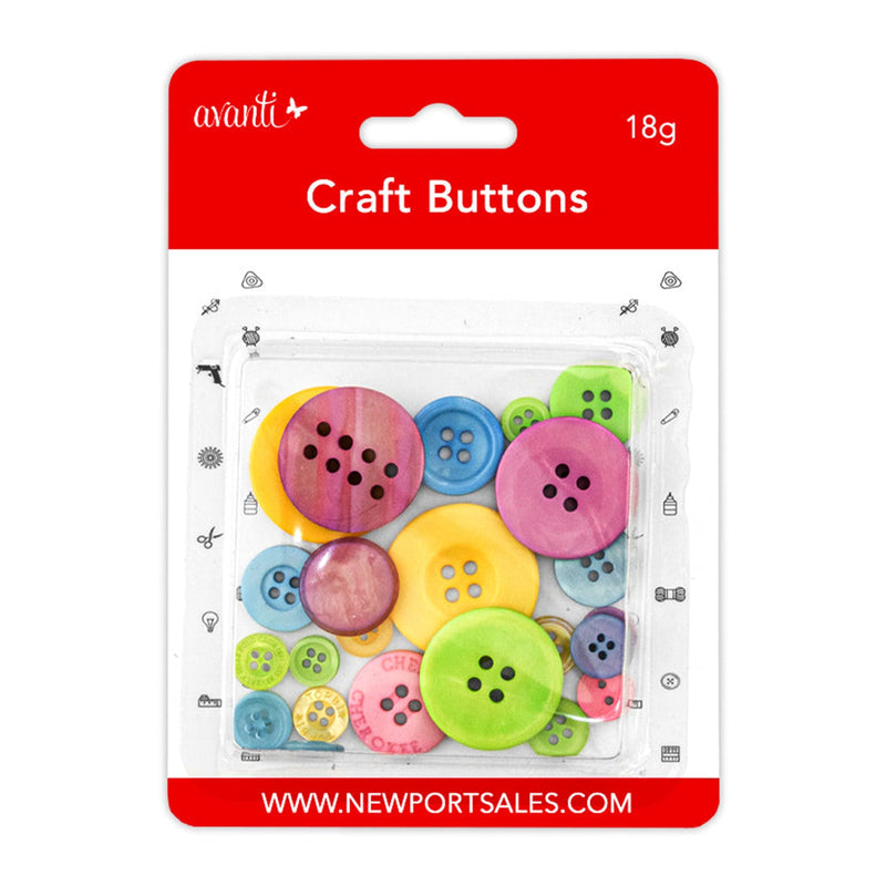 Avanti Assorted Mixed Color Resin Buttons,  2 and 4 Hole Round Craft Buttons for Sew