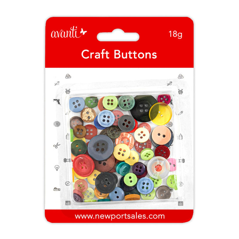 Avanti Assorted Mixed Color Resin Buttons,  2 and 4 Hole Round Craft Buttons for Sew