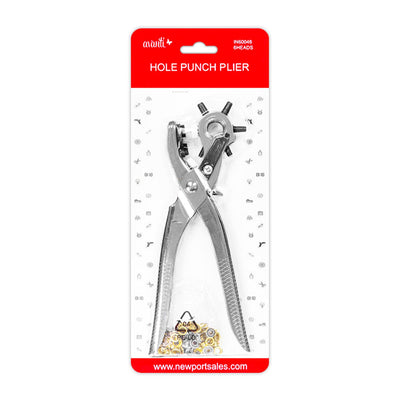 Revolving Hole Punch Plier,  Multi Hole Sizes,  Hole Punch with 6 Heads,  Heavy Duty,   12-Pack