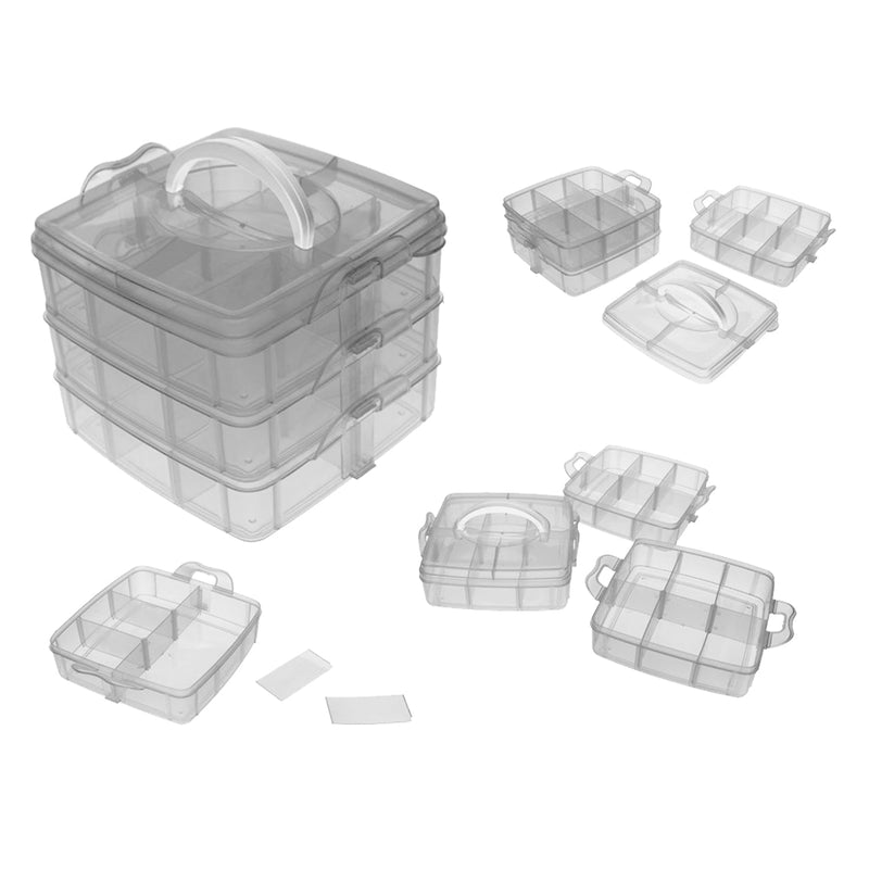 Avanti , Clear Plastic Storage Box , Organizer , Portable Case ,16 x 15 x 12.5 cm -