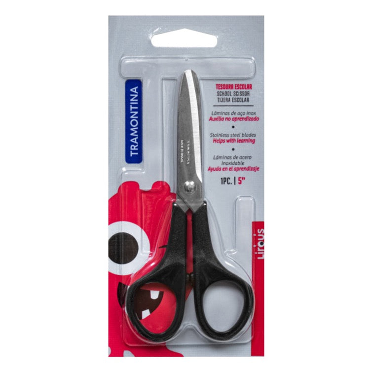 Tramontina, School Comfort Scissors, Stainless Steel, 5 inches, 12-Pack