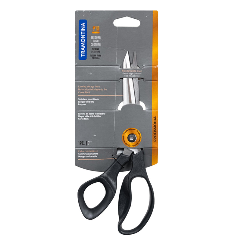 Tramontina Stainless Steel Sewing Scissors 7", Comfort Grip, 1 Piece, 12-Pack