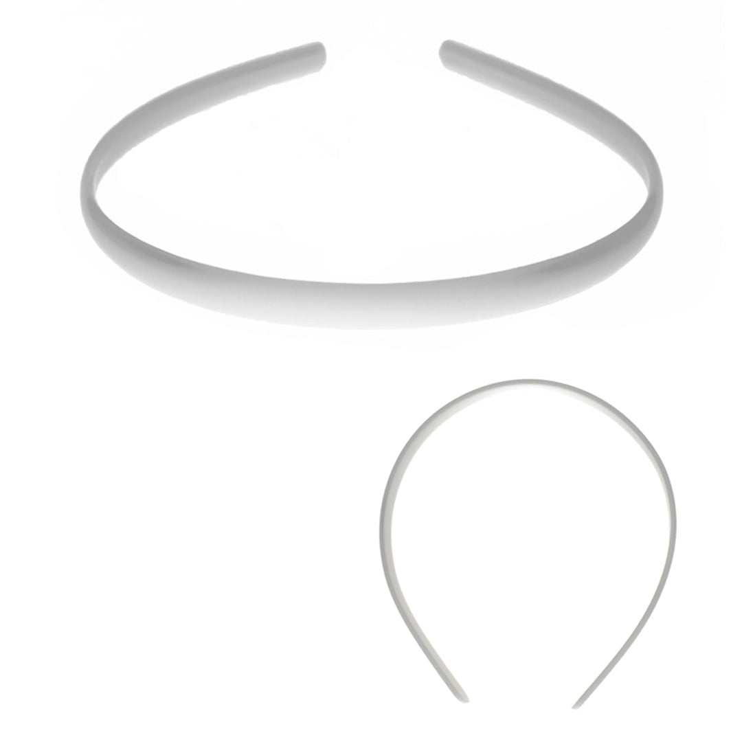 Dozen Plastic Head Bands, White, 1/4 inch wide, 12 Pieces