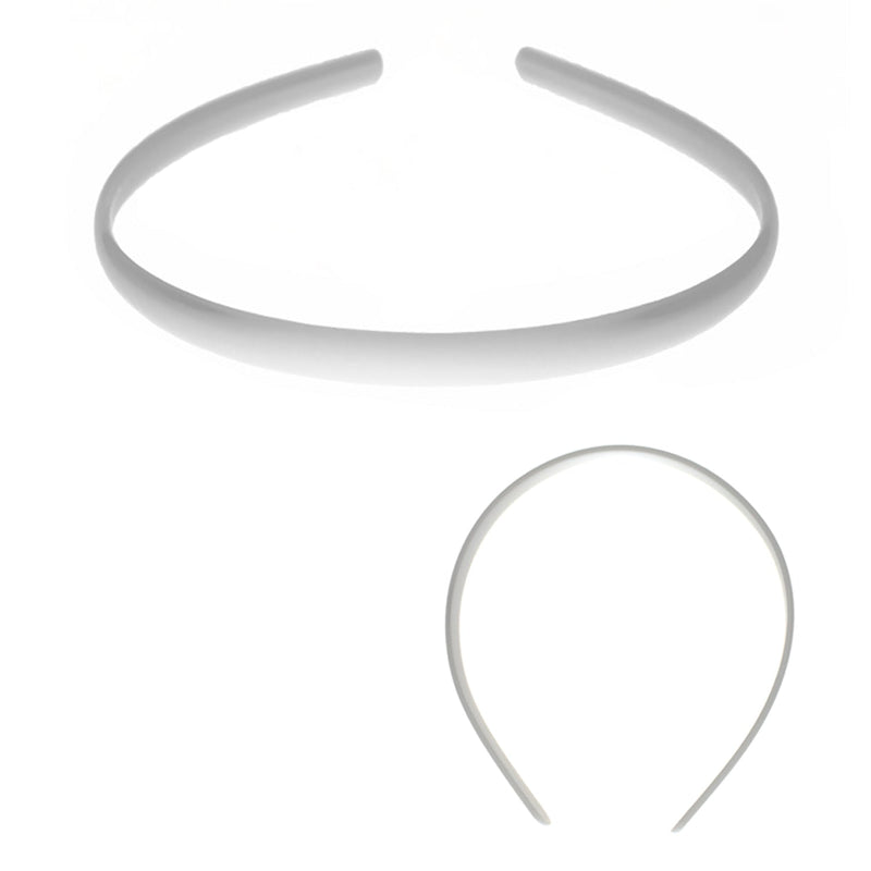 Dozen Plastic Head Bands, White, 1/4 inch wide, 12 Pieces