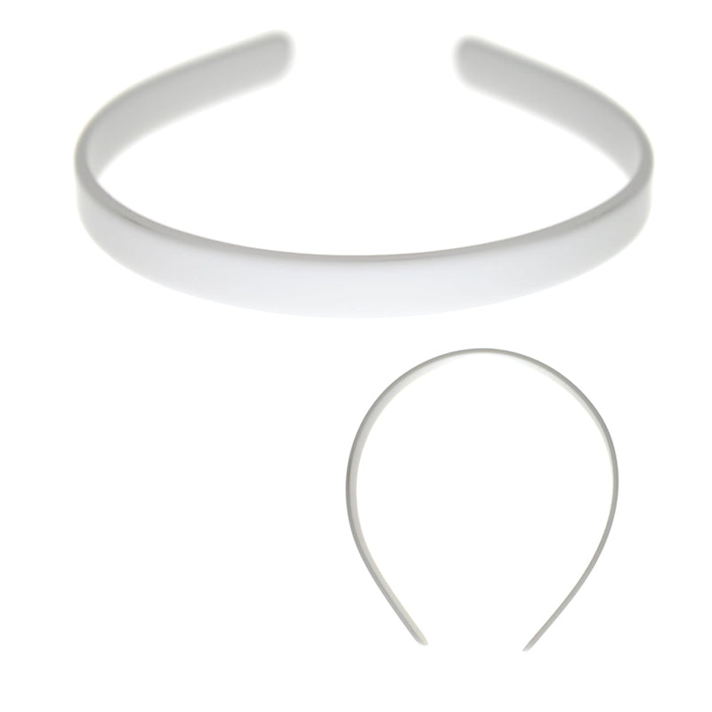 Dozen Plastic Head Bands, White, 1/2 Inch Wide, 12 Pieces