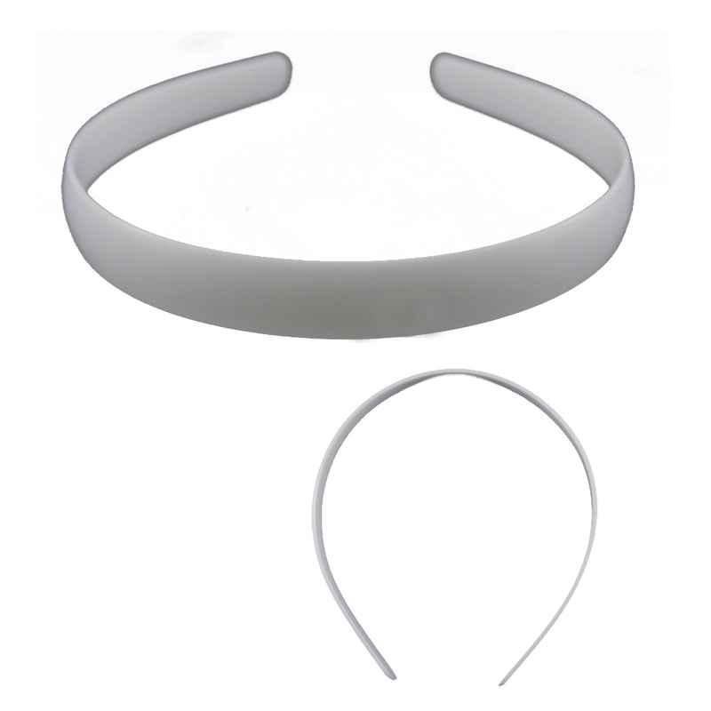 Dozen Plastic Head Bands, White, 3/4 inch wide, 12 Pieces