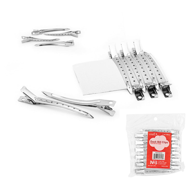3.5" Inches Rustproof Metal, Alligator Curl Clips with Holes 12 Pcs