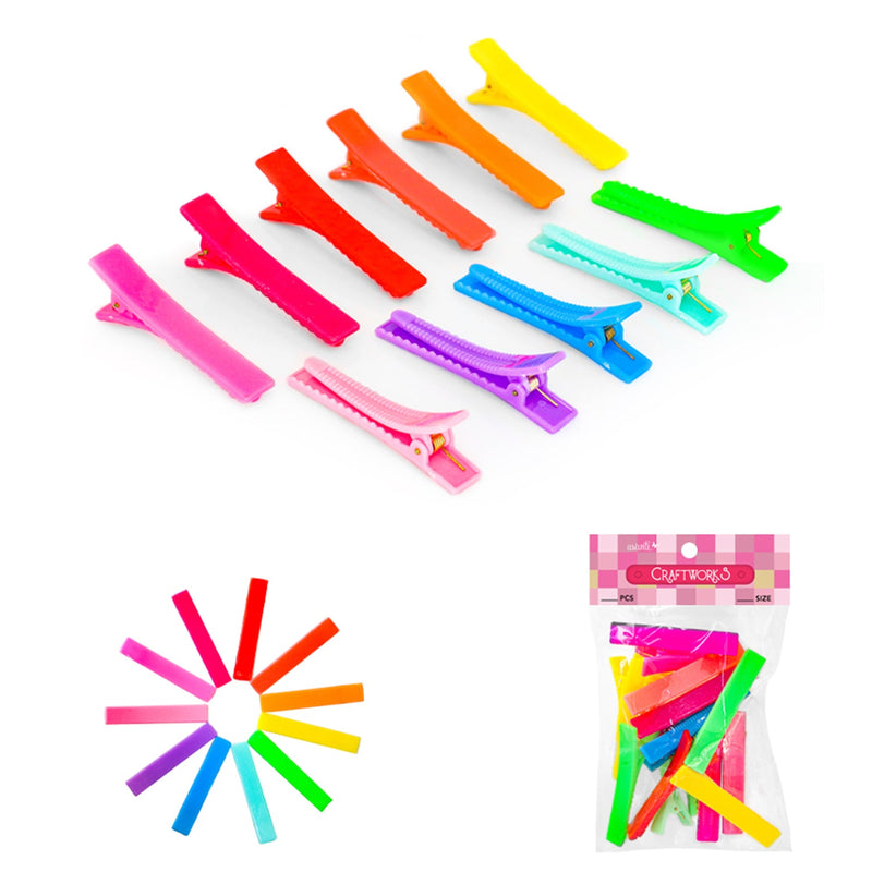 Colorful Duck Bill Hair Clips, Alligator Plastic Clip for Styling and Sectioning 12 pack of 15 pcs