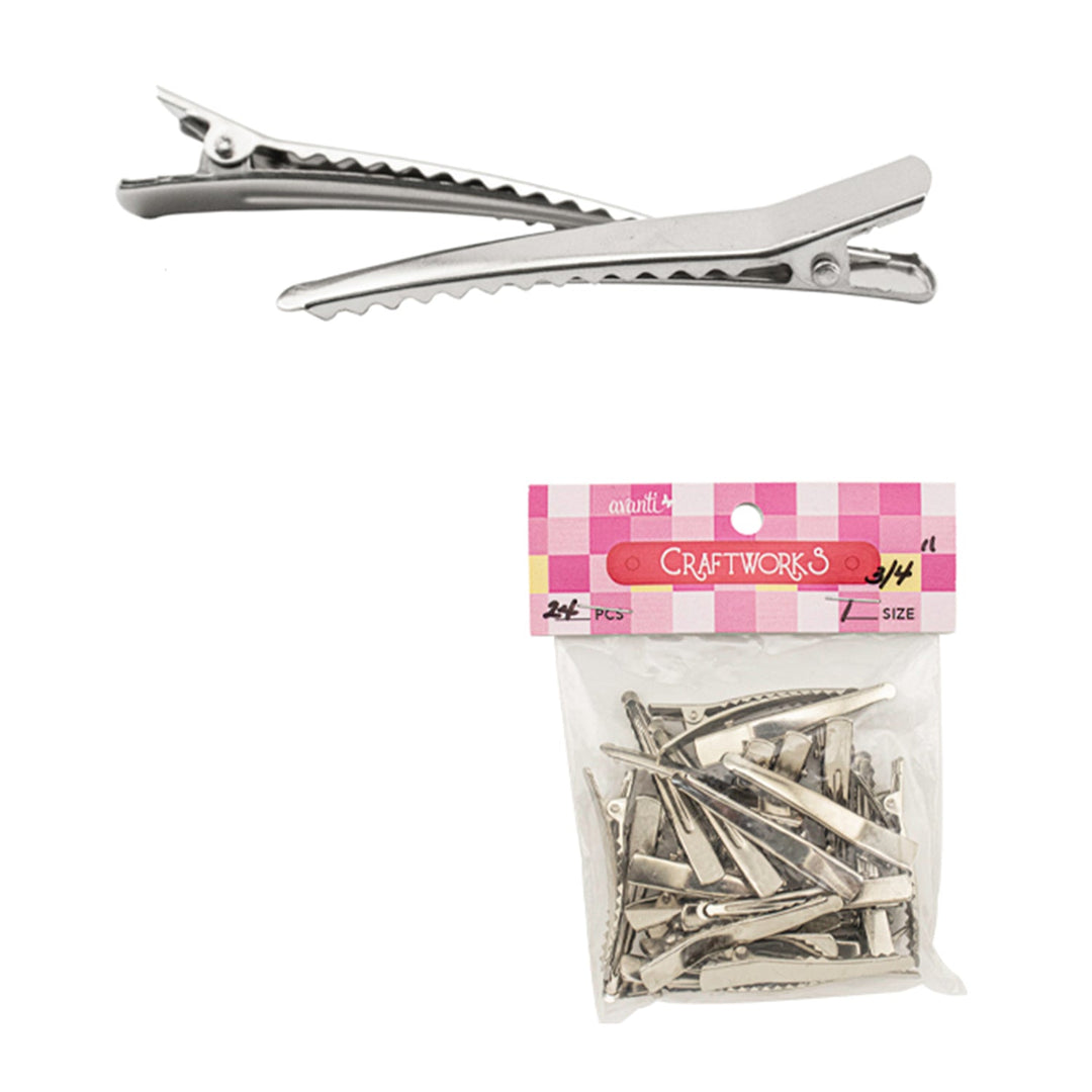 12 Pack Silver Metal Alligator F Hair Pins, Teeth Bows Hair Clips