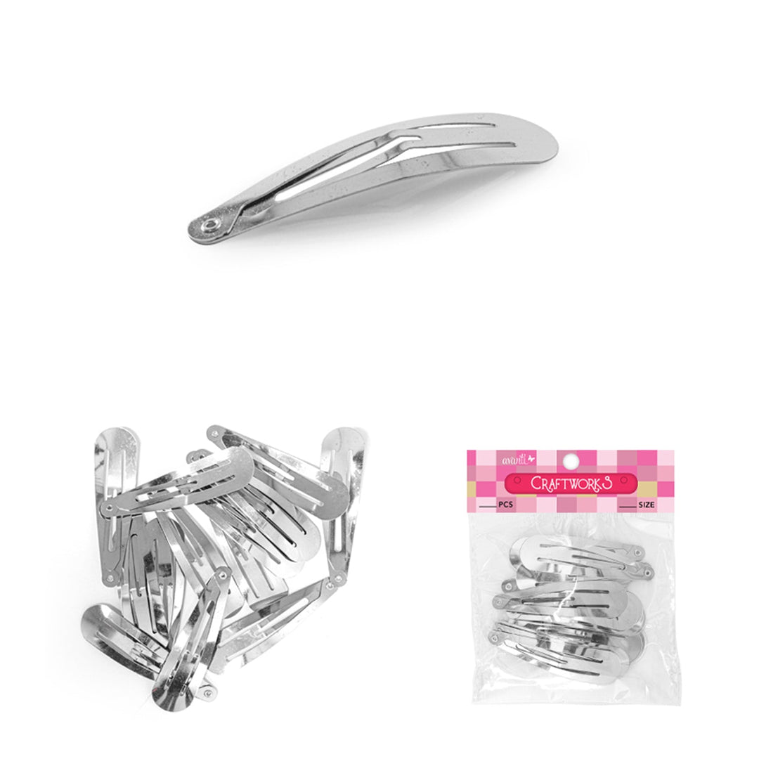 12 Pack Silver Snap Hair Clips, Hair Barrettes, 6 cm