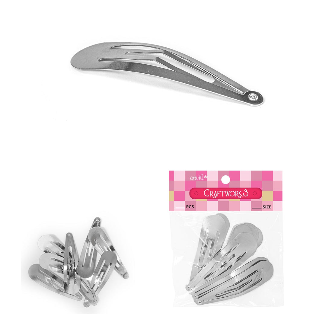 12 Pack Snap Hair Clips, Silver Hair Barrettes, 7 cm