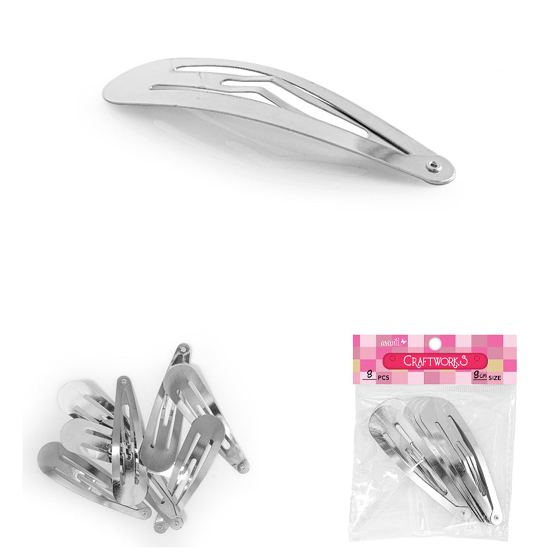 12 Pack Snap Hair Clips, Silver Hair Barrettes, 8cm