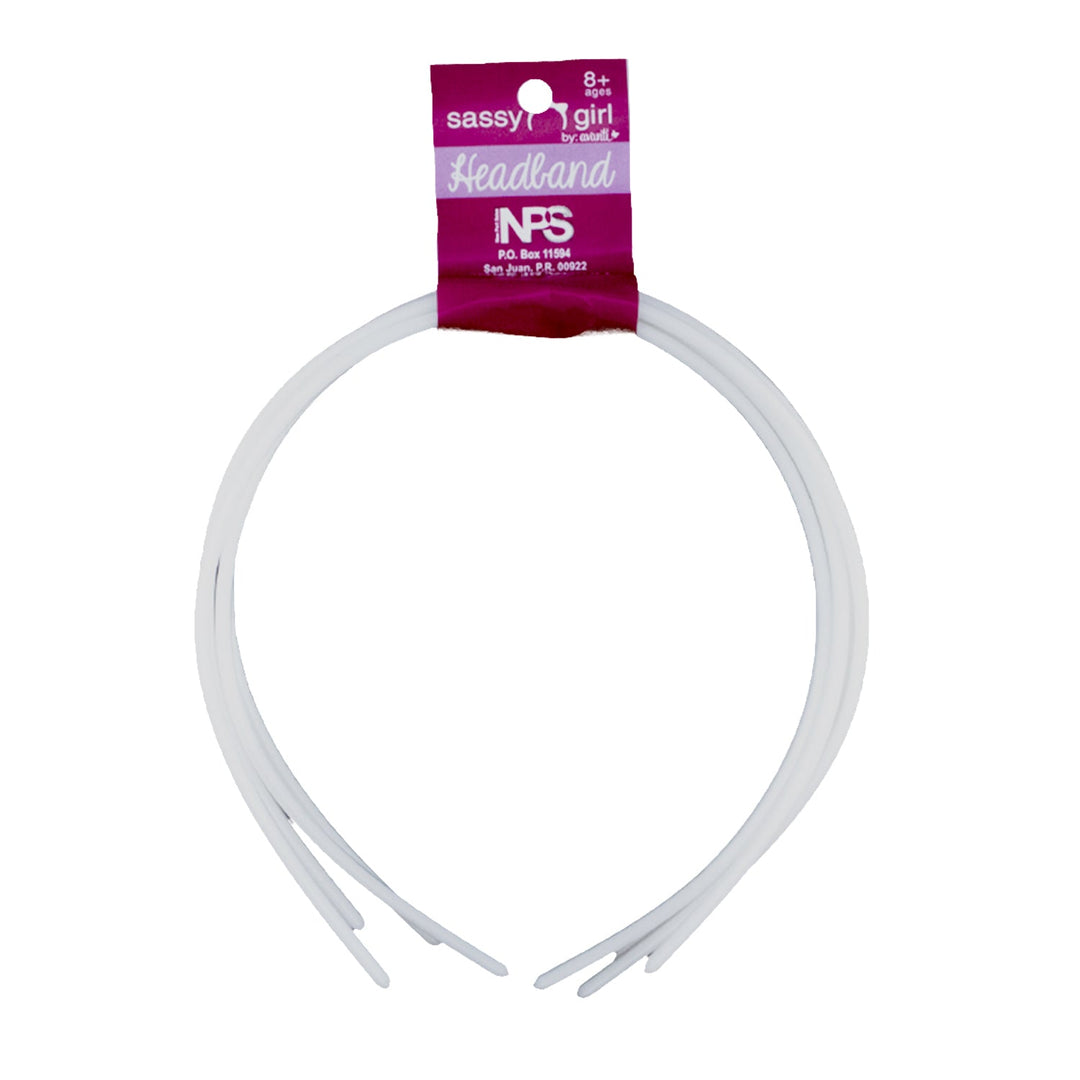 White Plastic Head Band, 1/4 Inch, 12 pack of 12 Pieces