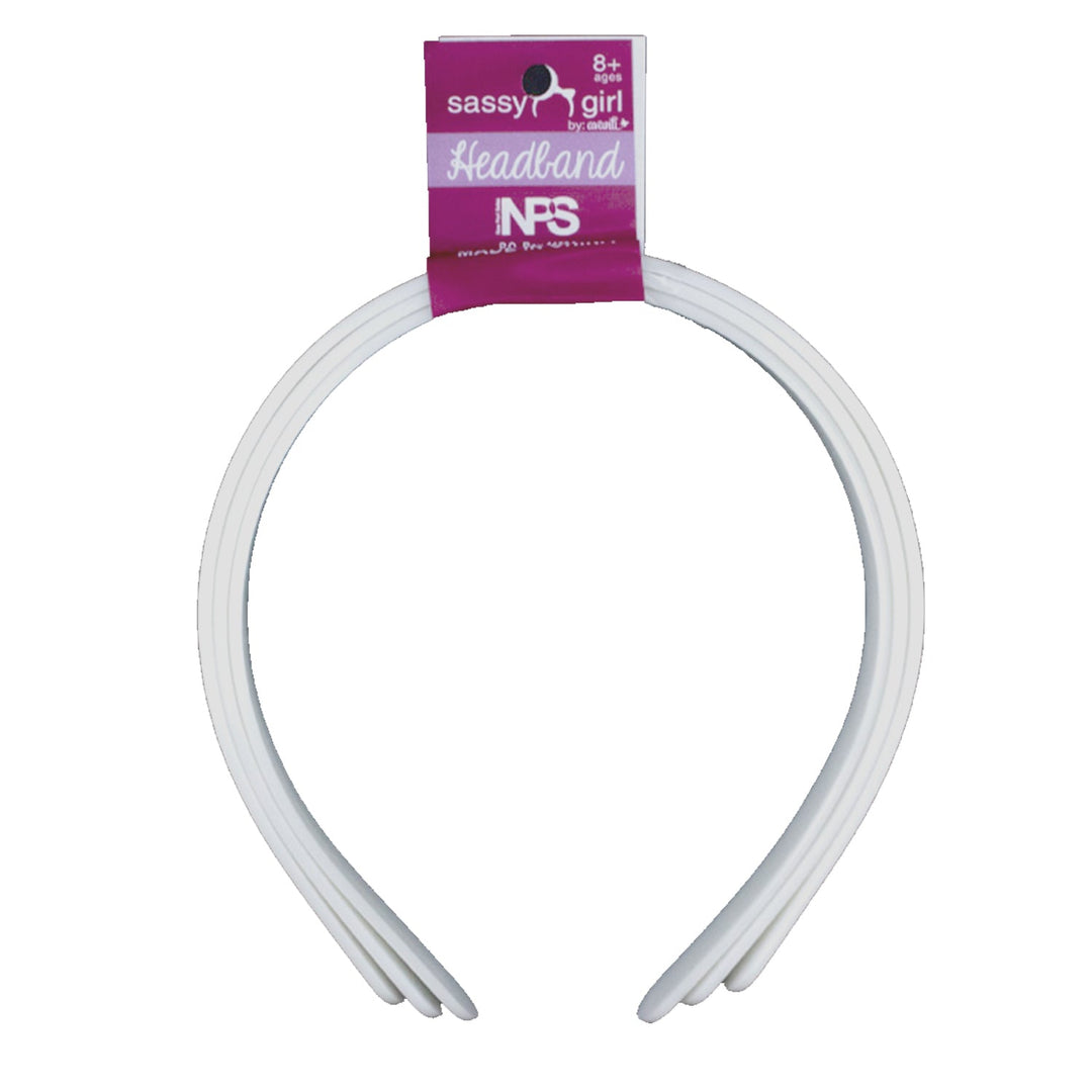 White Plastic Head Band, 1/2 Inch, 12 pack of 12 Pieces