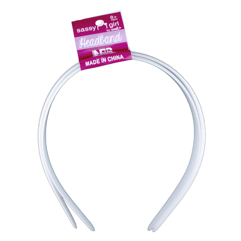 White Plastic Head Band, 1" Inch, 12 pack of 12 Pieces