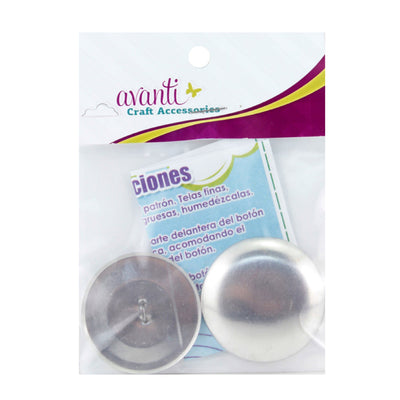 Avanti Cover Button, Round, Size 60 (1.5 in / 38 mm), Silver 2 pcs, 12-Pack