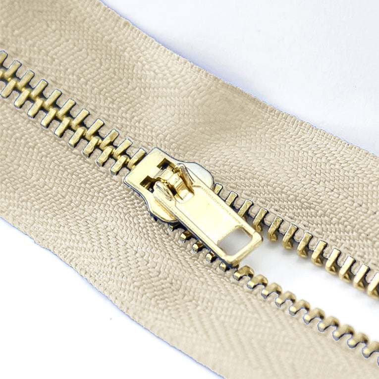Brass Zippers, Metal Teeth/Chain in Gold, Variety of Tape Color, 3" inch, 1 Piece, 6-Pack