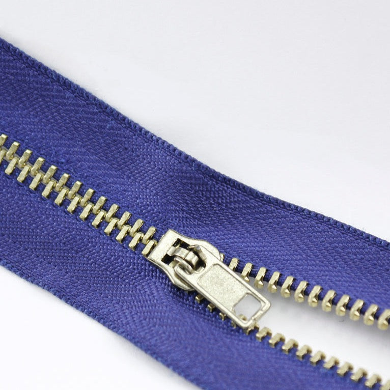 Brass Zippers, Metal Teeth/Chain in Gold, Variety of Tape Color, 3" inch, 1 Piece, 6-Pack