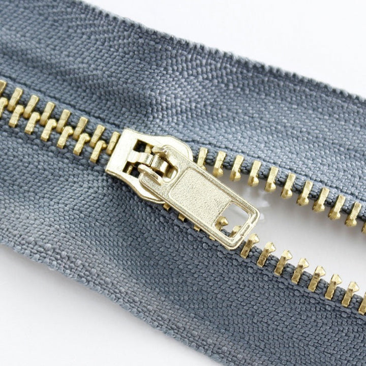 Brass Zippers, Metal Teeth/Chain in Gold, Variety of Tape Color, 3" inch, 1 Piece, 6-Pack