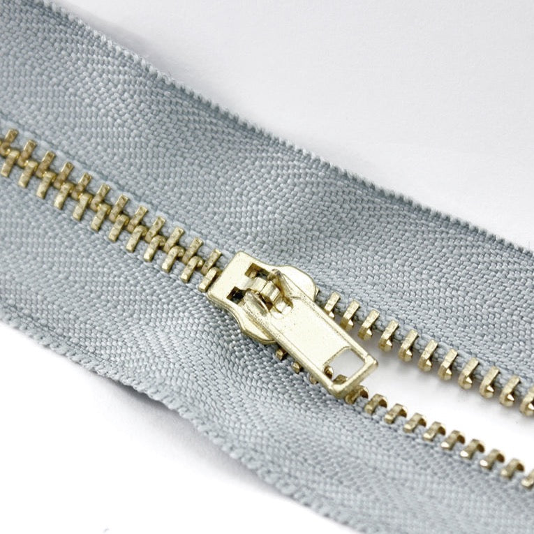 Brass Zippers, Metal Teeth/Chain in Gold, Variety of Tape Color, 3" inch, 1 Piece