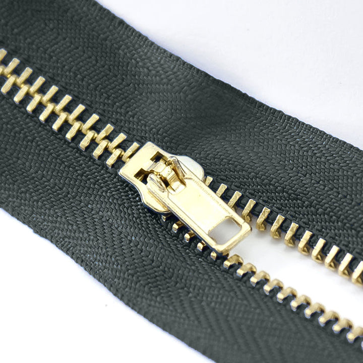 Brass Zippers, Metal Teeth/Chain in Gold, Variety of Tape Color, 3" inch, 1 Piece, 6-Pack