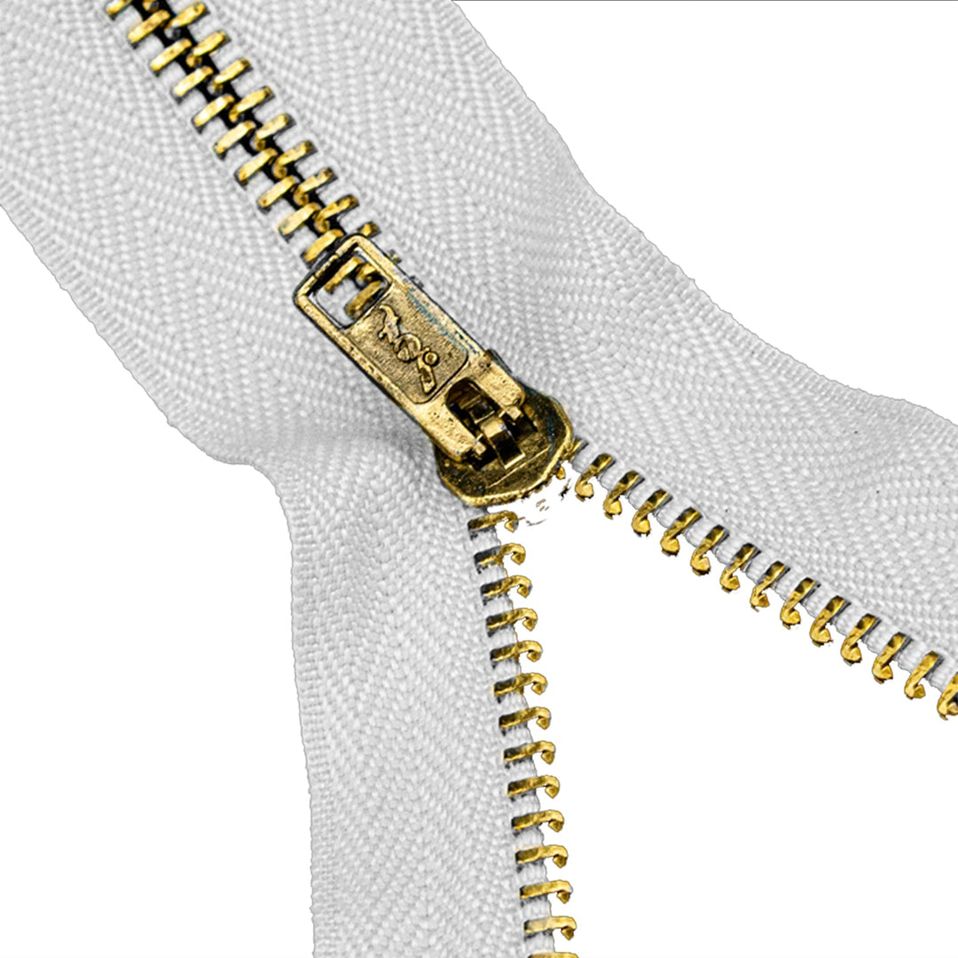 Brass Zippers, Metal Teeth/Chain in Gold, Variety of Tape Color, 5" inch, 1 Piece, 6-Pack