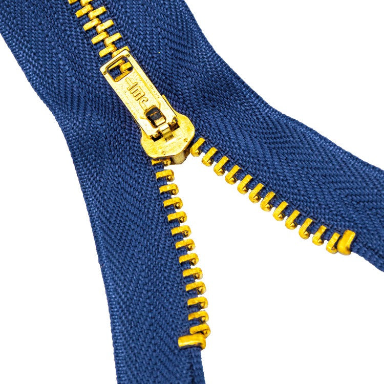 Brass Zippers, Metal Teeth/Chain in Gold, Variety of Tape Color, 5" inch, 1 Piece, 6-Pack