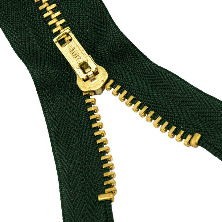 Brass Zippers, Metal Teeth/Chain in Gold, Variety of Tape Color, 5" inch, 1 Piece, 6-Pack