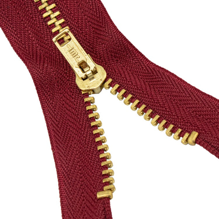 Brass Zippers, Metal Teeth/Chain in Gold, Variety of Tape Color, 7" inch, 1 Piece, 6-Pack