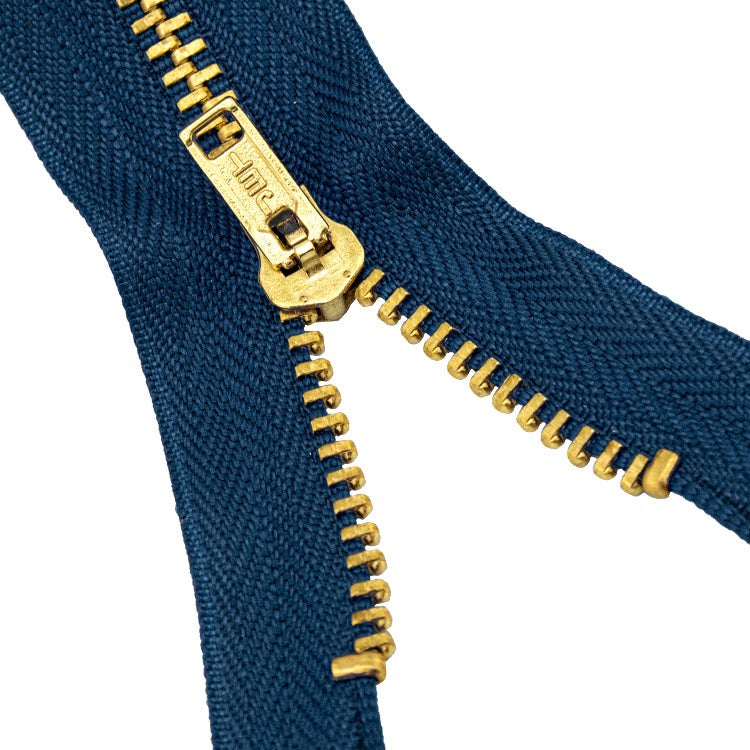 Brass Zippers, Metal Teeth/Chain in Gold, Variety of Tape Color, 7" inch, 1 Piece, 6-Pack