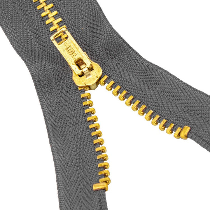 Brass Zippers, Metal Teeth/Chain in Gold, Variety of Tape Color, 7" inch, 1 Piece, 6-Pack
