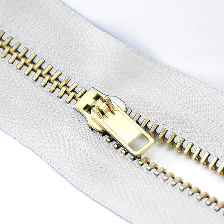 Brass Zippers, Metal Teeth/Chain in Gold, Variety of Tape Color, 5" inch, 1 Piece