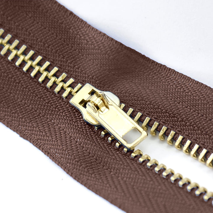 Brass Zippers, Metal Teeth/Chain in Gold, Variety of Tape Color, 5" inch, 1 Piece