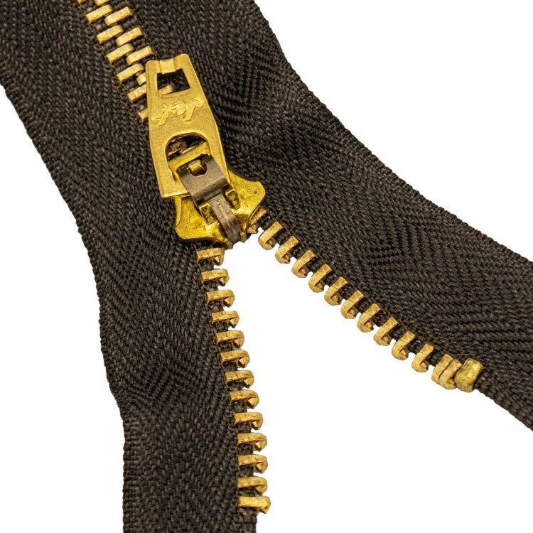 Brass Zippers, 5" Inches, Metal Teeth/Chain in Gold, Variety of Colors, 1 Piece
