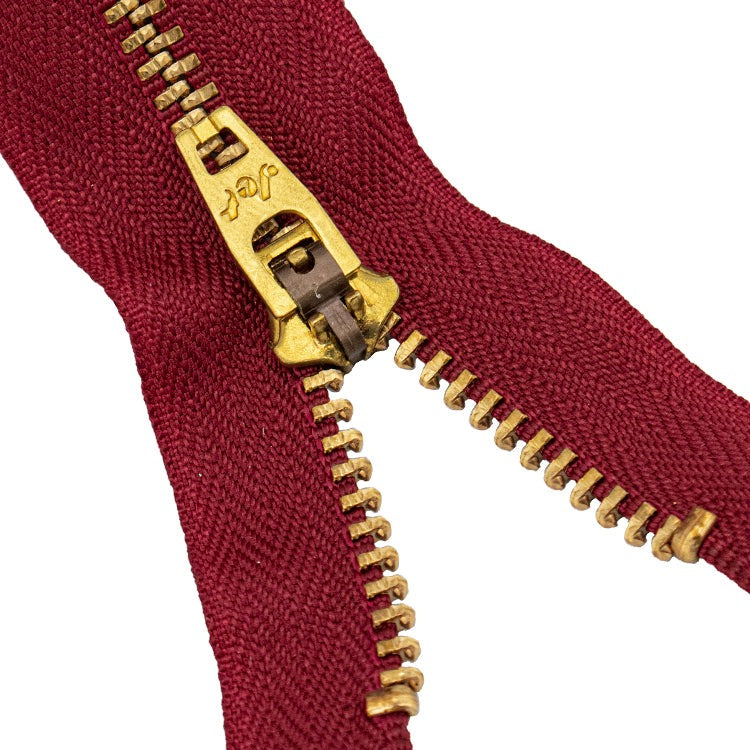 Brass Zippers, 5" Inches, Metal Teeth/Chain in Gold, Variety of Colors, 1 Piece, 6-Pack