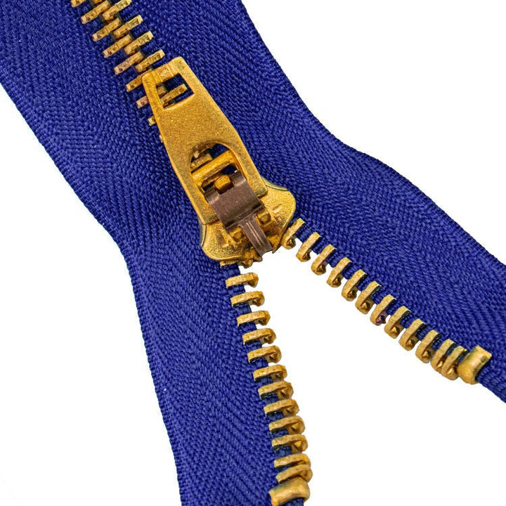 Brass Zippers, 5" Inches, Metal Teeth/Chain in Gold, Variety of Colors, 1 Piece