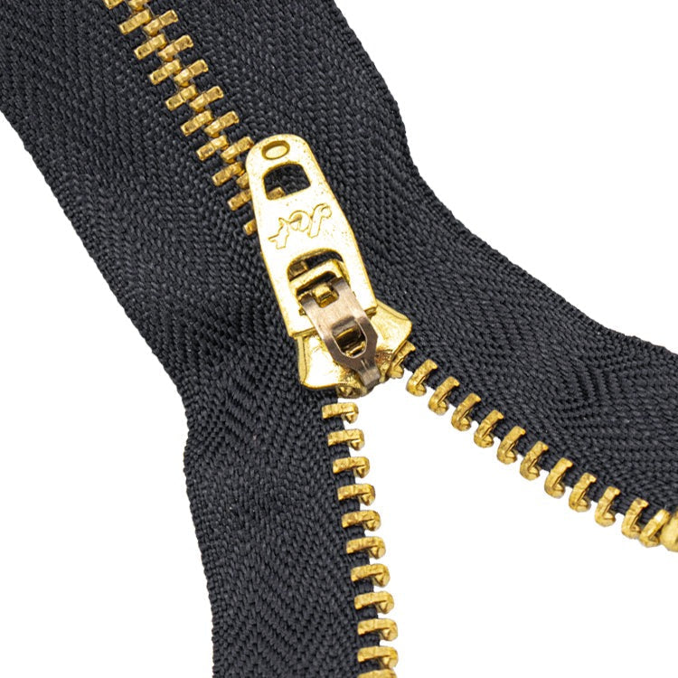 Brass Zippers, 5" Inches, Metal Teeth/Chain in Gold, Variety of Colors, 1 Piece, 6-Pack
