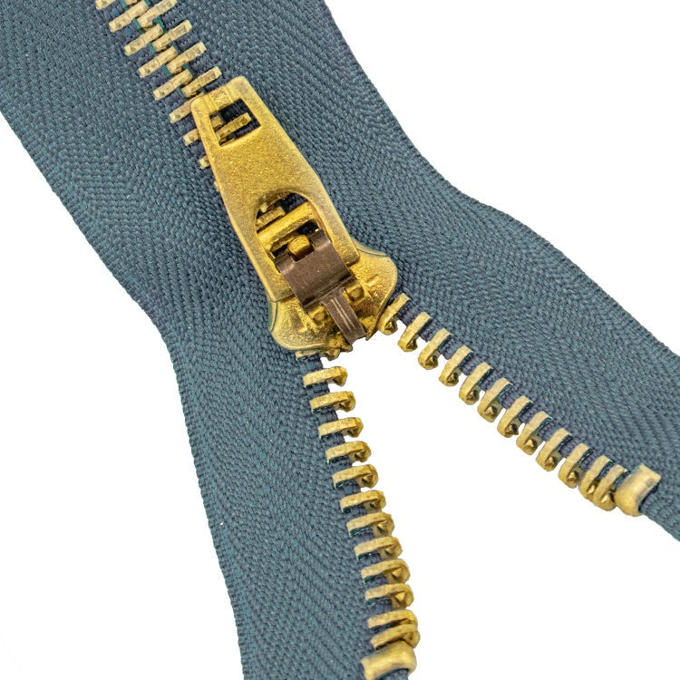 Brass Zippers, 5" Inches, Metal Teeth/Chain in Gold, Variety of Colors, 1 Piece, 6-Pack